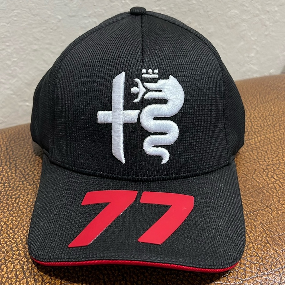 Rare Brand New Iconic Alfa Romeo F1 Bottas #77 Team Driver Cap with red letters!